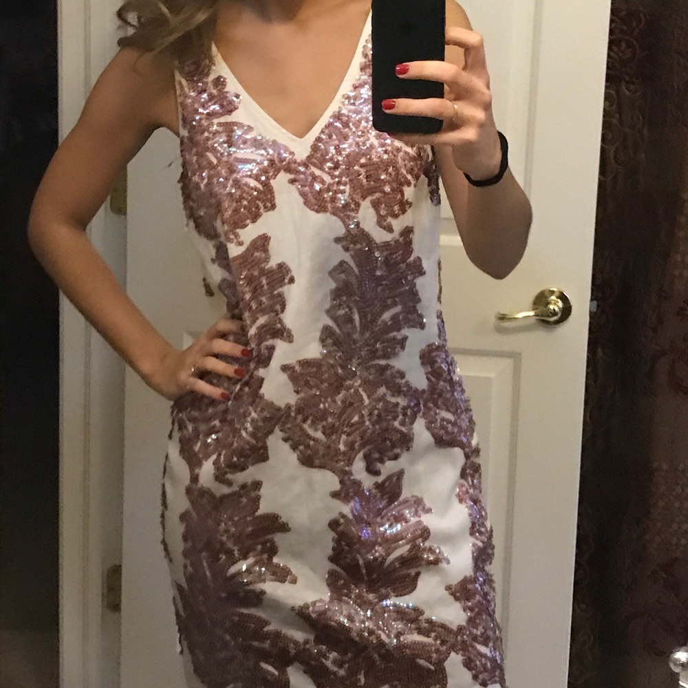 NWOT Jcrew linen dress - iridescent gold sequins